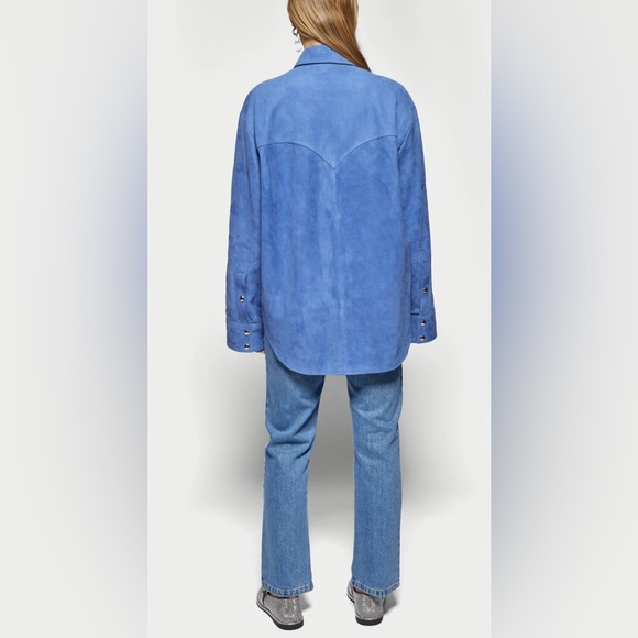 Khaite Jinn Suede Shirt, 6, Blue Iris - Picture 9 of 17